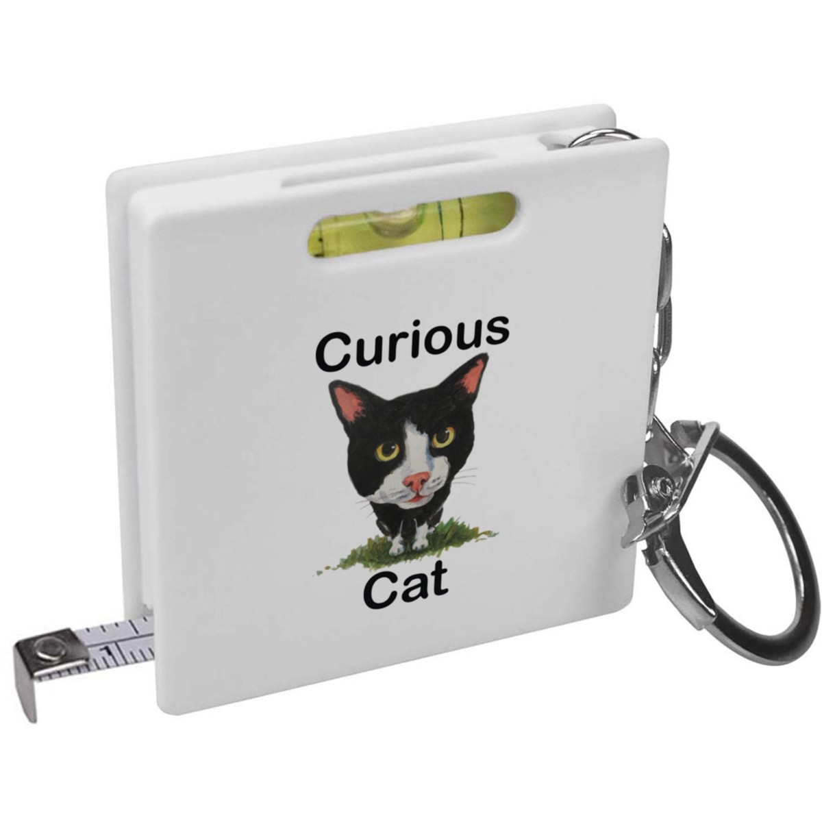 'Curious Cat' Keyring Tape Measure / Spirit Level Tool (KM00046632)