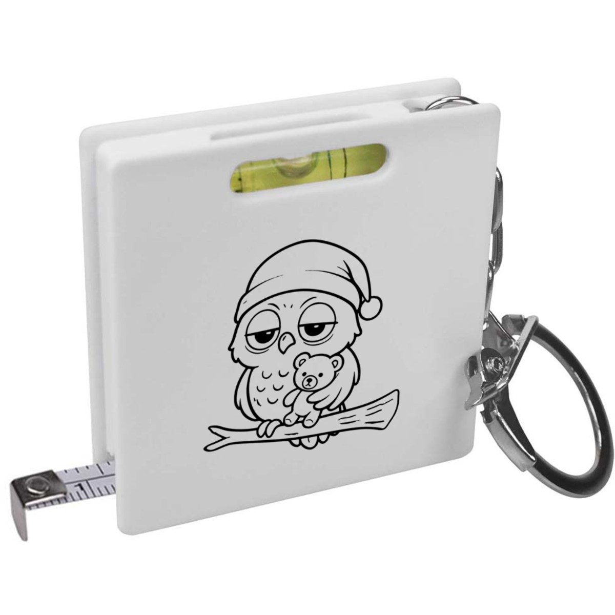 'Sleepy Owl' Keyring Tape Measure / Spirit Level Tool (KM00047020)