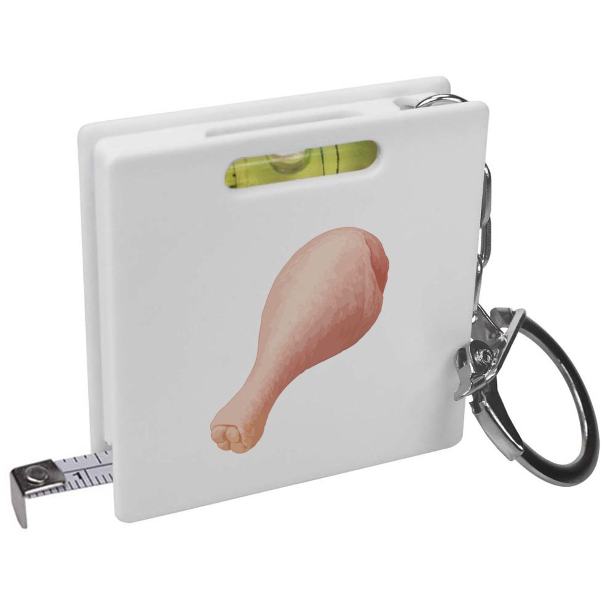 'Raw Chicken Drumstick For Cooking' Keyring Tape Measure / Spirit Level Tool (KM00047186)
