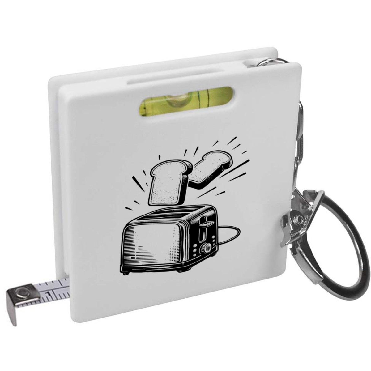 'Toast Popping From Toaster' Keyring Tape Measure / Spirit Level Tool (KM00047337)