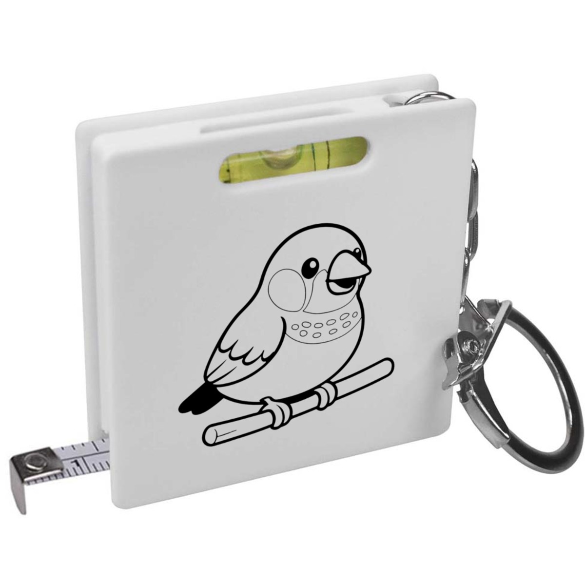 'Zebra Finch' Keyring Tape Measure / Spirit Level Tool (KM00047841)