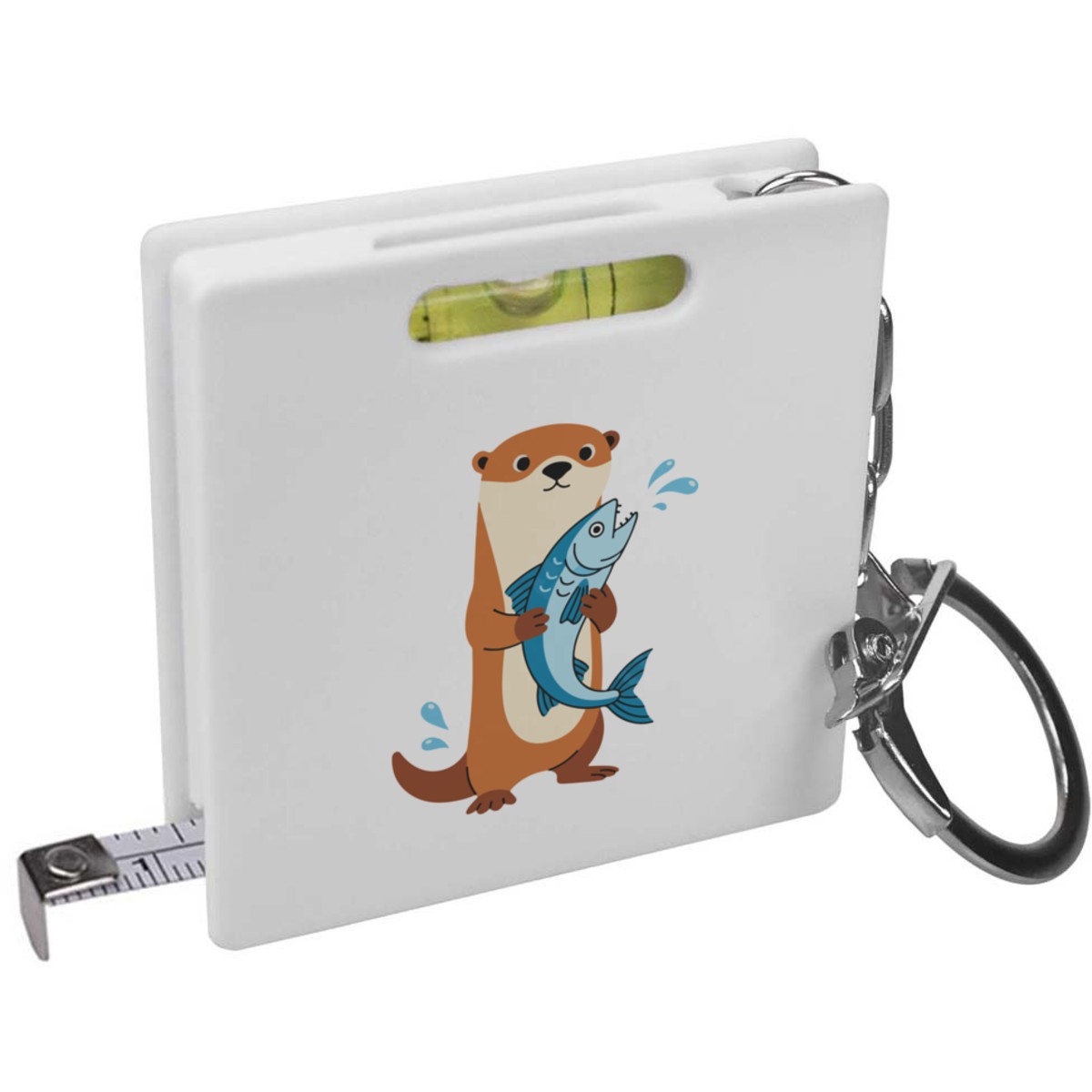'Otter Grabbing a Fish' Keyring Tape Measure / Spirit Level Tool (KM00049835)