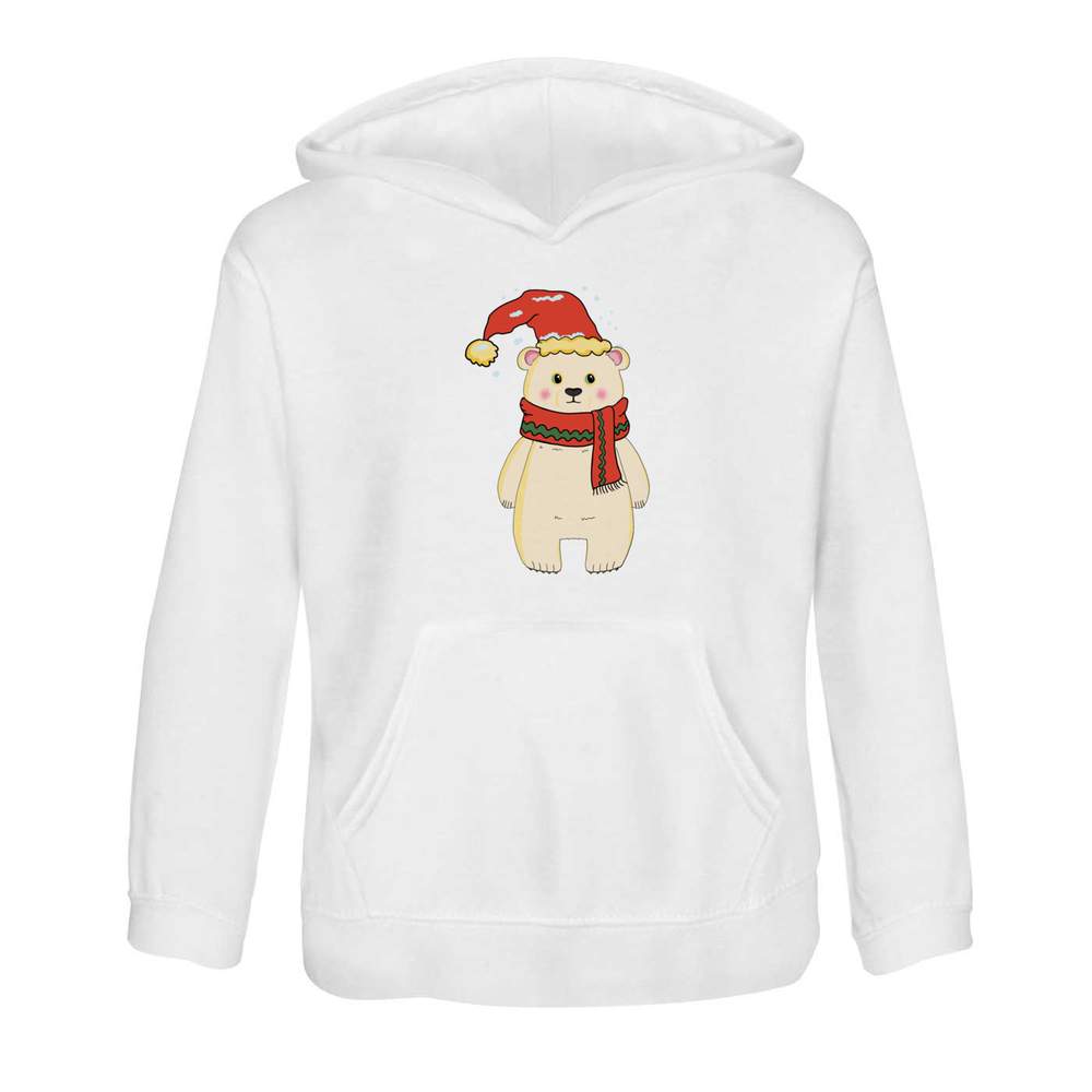 'Polar Bear Dressed For Snow' Children's Hoodie / Hooded Sweater 12-13 Years (KO00090008)