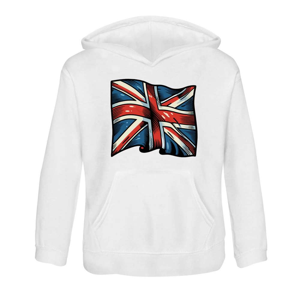 'Waving Union Jack Flag' Children's Hoodie / Hooded Sweater (KO048861) - Picture 13 of 15