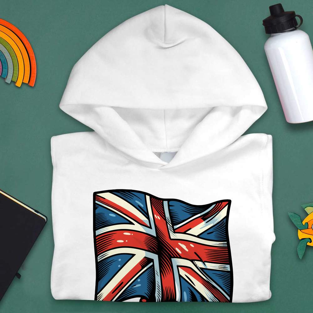 'Waving Union Jack Flag' Children's Hoodie / Hooded Sweater (KO048861) - Picture 15 of 15