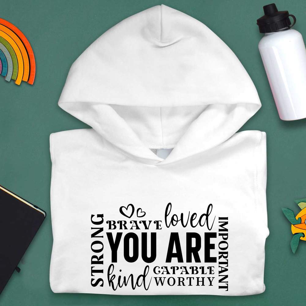 'You Are Strong Brave Loved Motivational Quote' Children's Hoodie (KO051769) - Picture 15 of 15