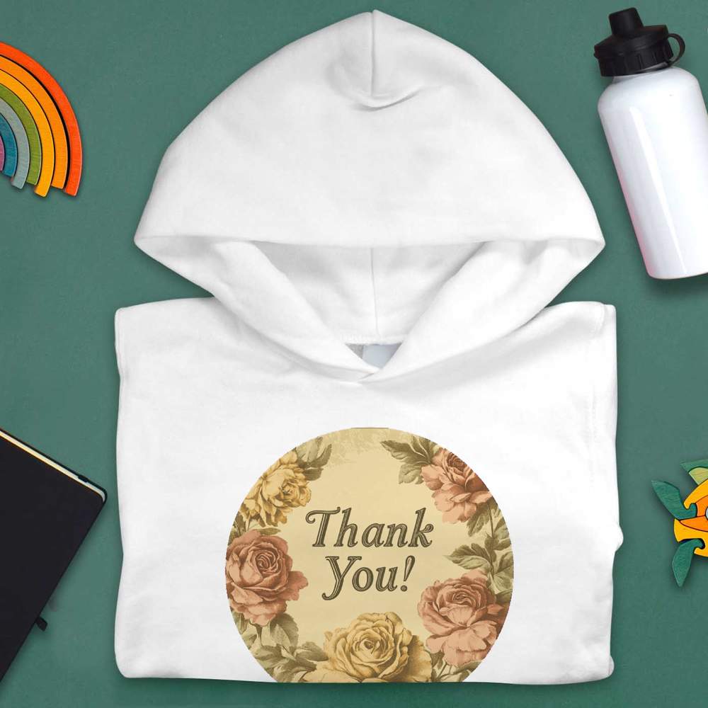Kinder Hoodie / Kapuzenpullover "Danke mit Rosen" (KO052896) - Bild 15 von 15