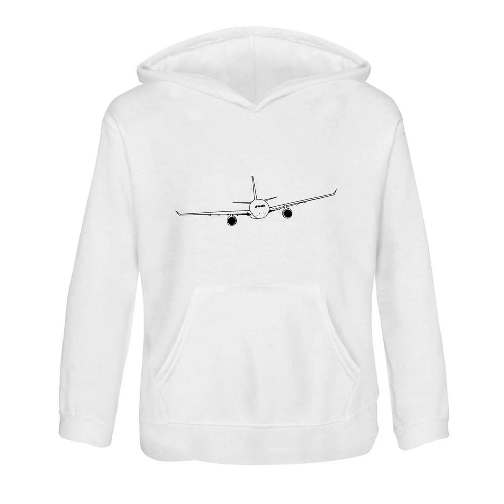'Incoming Airplane' Kids Hoodie / Sweatshirt - Commercial Airliner Head-On View Line - Childrens Hooded Jumper for School, Sports and Outdoors (KO002759)