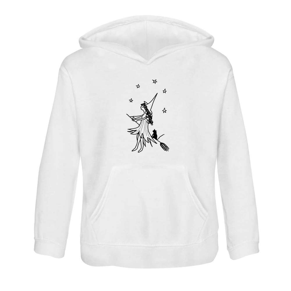 'Witch with her cat on a broom stick ' Children's Hoodie / Hooded Sweater (KO040460)
