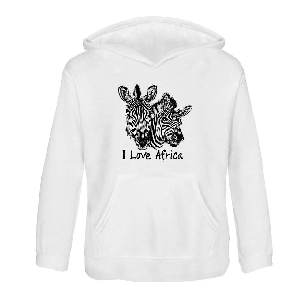 'I Love Africa with Two Zebras' Children's Hoodie / Hooded Sweater (KO045742)