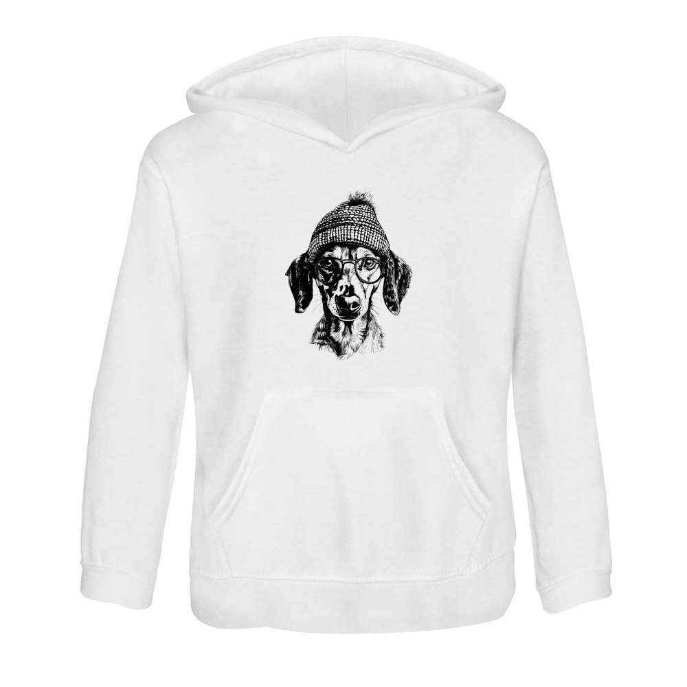 'Daschund Wearing Glasses' Children's Hoodie / Hooded Sweater (KO048801)