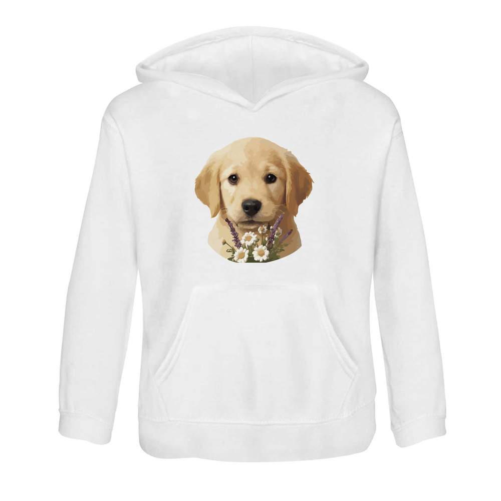 'Golden Retriever Puppy with Flowers' Children's Hoodie / Hooded Sweater (KO056606)