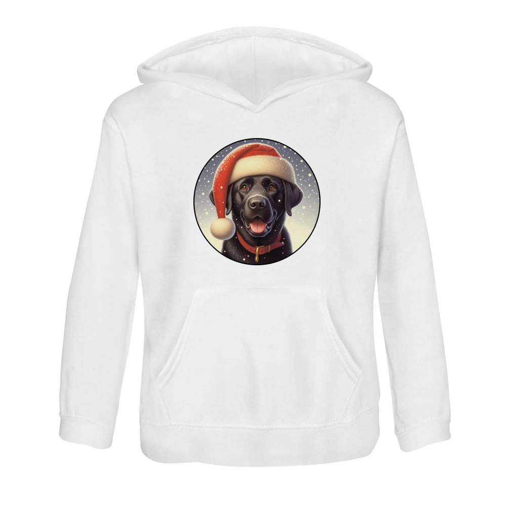 'Black Labrador Wearing Santa Hat' Children's Hoodie / Hooded Sweater (KO057927)