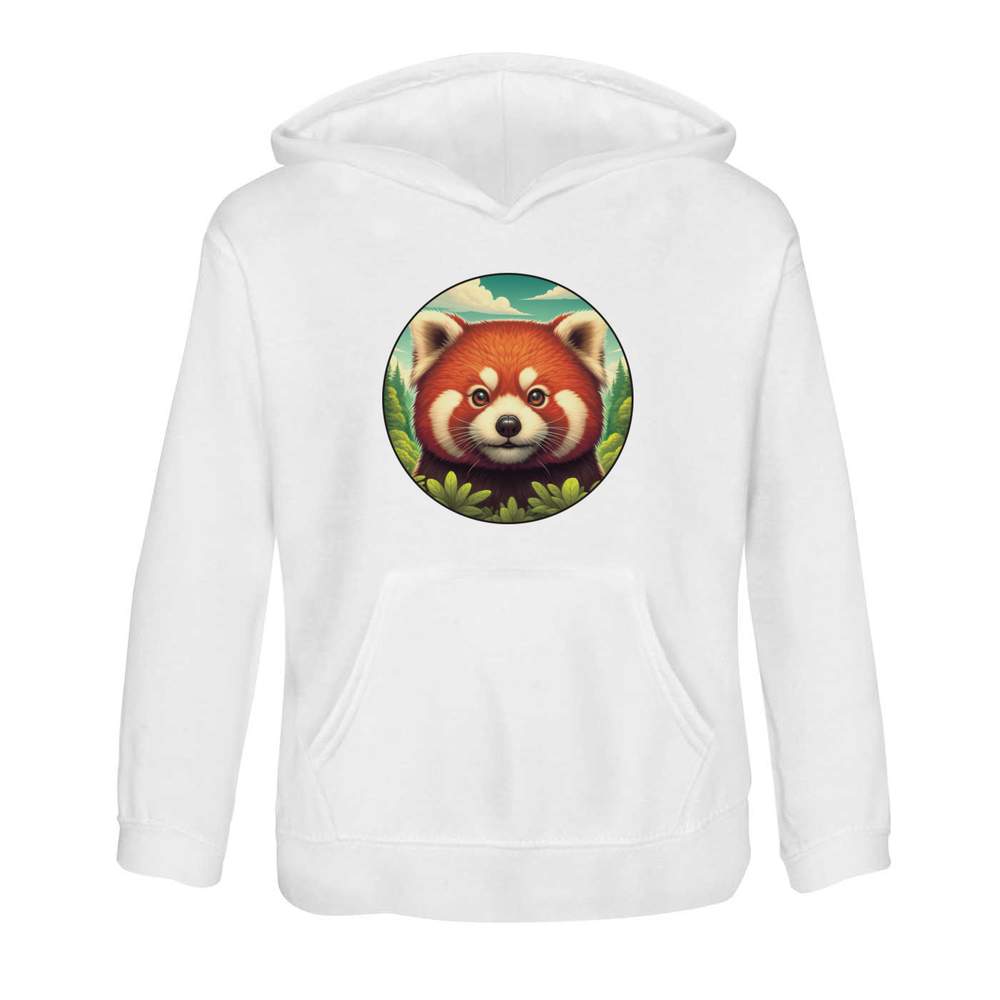 'Red Tree Panda Portrait' Kids Hoodie / Sweatshirt - Childrens Hooded Jumper for School, Sports and Outdoors (KO058563)