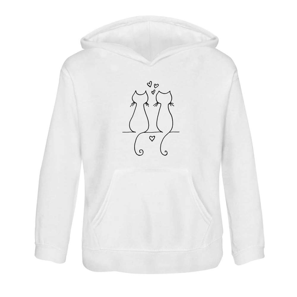 'Love Cats' Children's Hoodie / Hooded Sweater 7-8 Years (KO00077229)