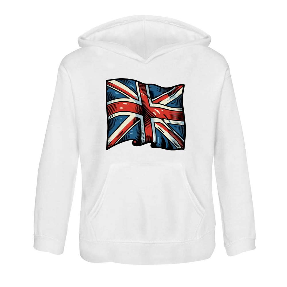 'Waving Union Jack Flag' Children's Hoodie / Hooded Sweater (KO048861) - Picture 7 of 15