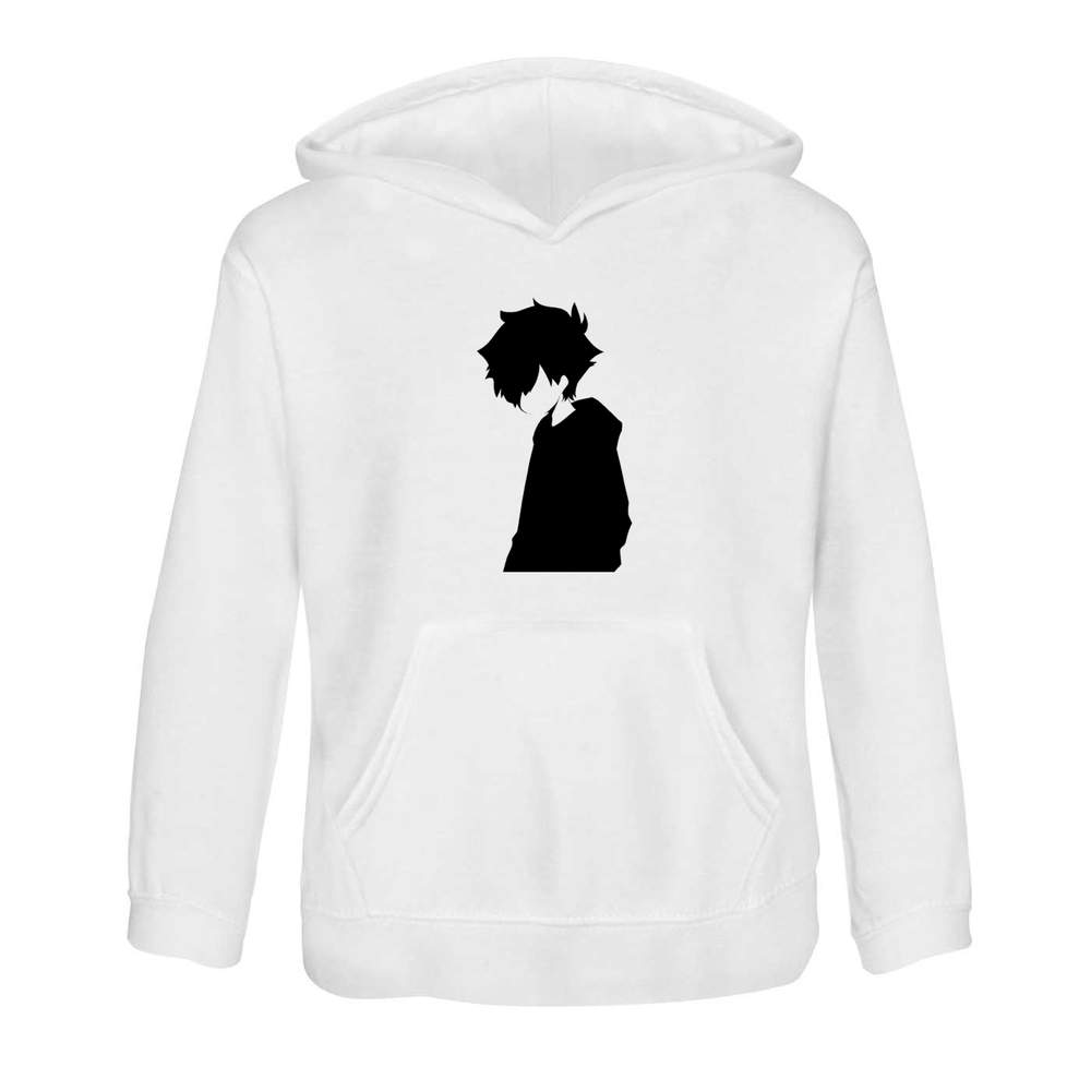 'Minimalist Emo Boy' Kids Hoodie - White, 7-8 Years - Childrens Hooded Sweatshirt / Jumper for School, Sports and Outdoors (KO00125750)