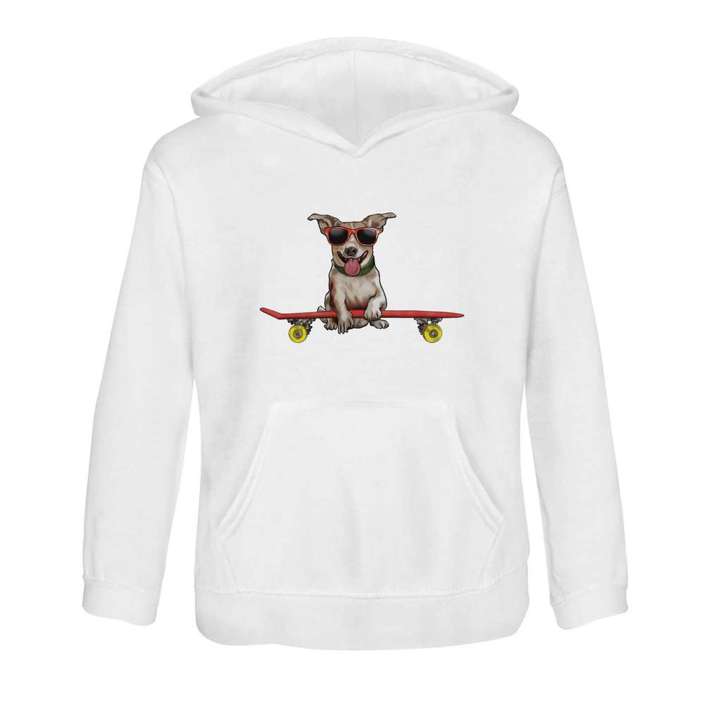 'Cool Skateboard Dog' Children's Hoodie / Hooded Sweater 9-11 Years (KO00056351)