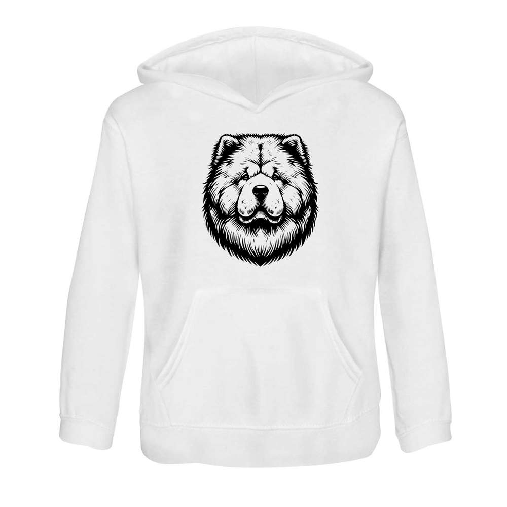 'Chow Chow' Kids Hoodie - White, 9-11 Years - Childrens Hooded Sweatshirt / Jumper for School, Sports and Outdoors (KO00120019)