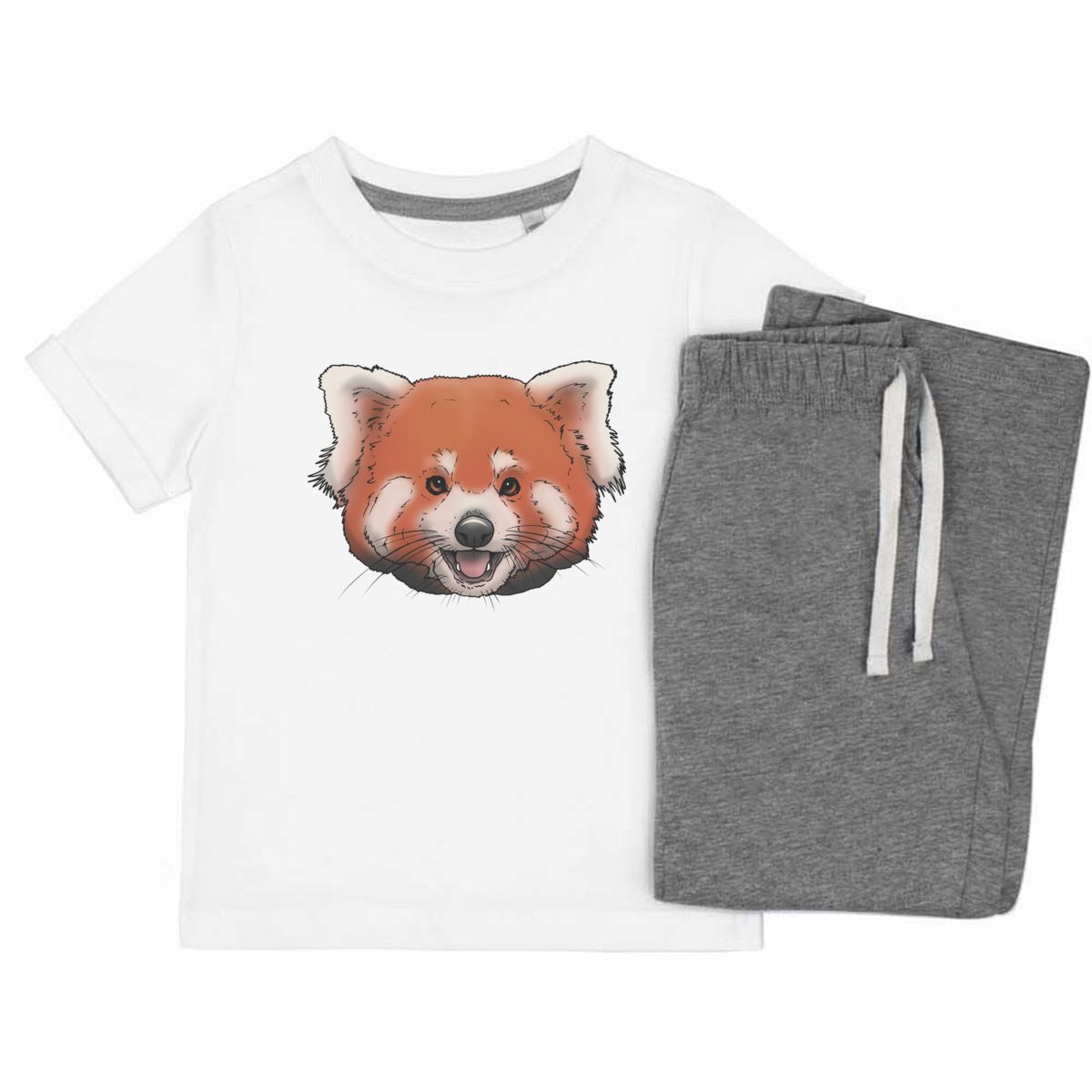 'Red Panda' Kids Cotton Pyjama Set – Comfortable Children's Nightwear, Sleepwear and Loungewear -  Unisex for Boys and Girls - Grey, 11-13 Years (KP00101710)