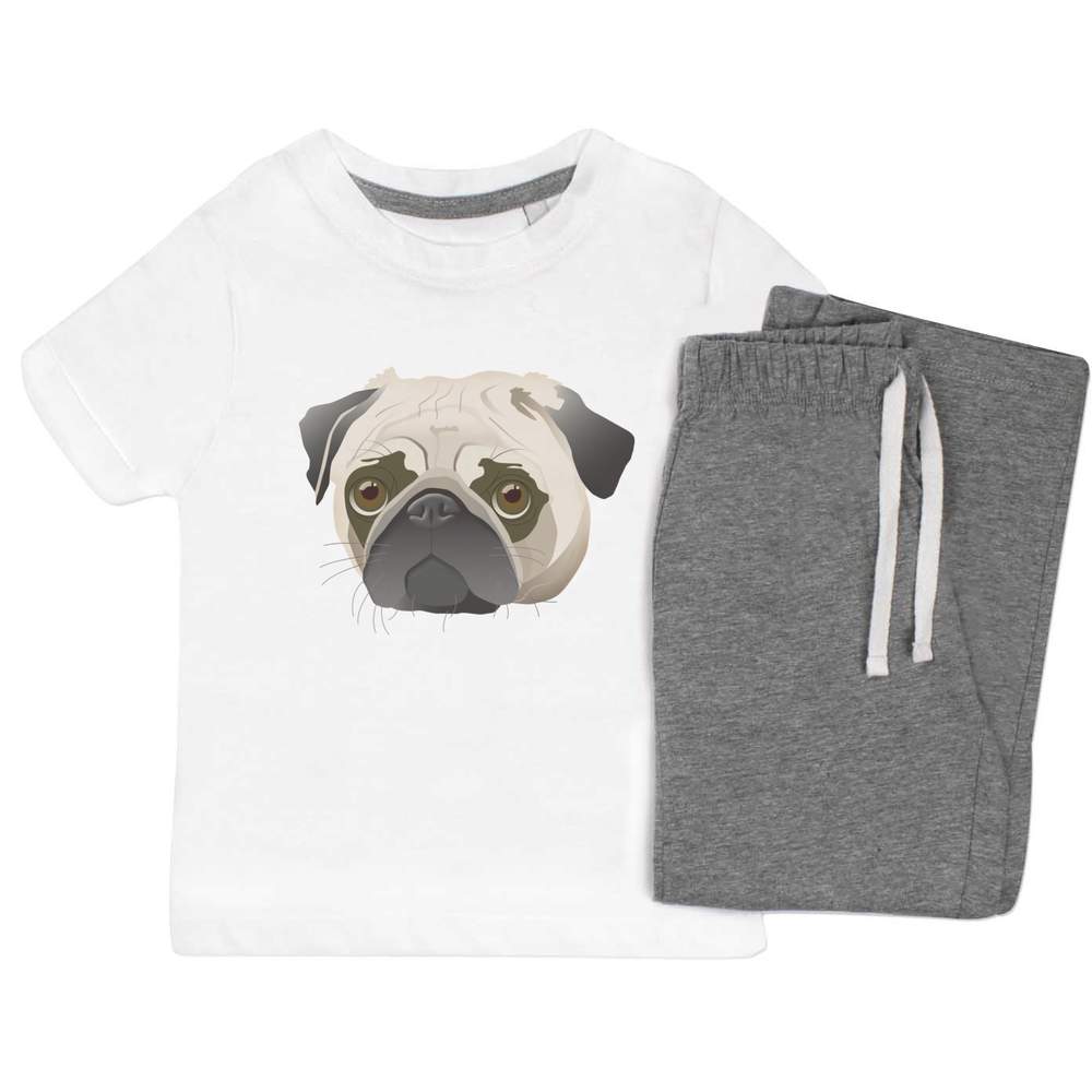 'Pug Face' Kids Nightwear / Pyjama Set (KP022045) - Picture 3 of 10