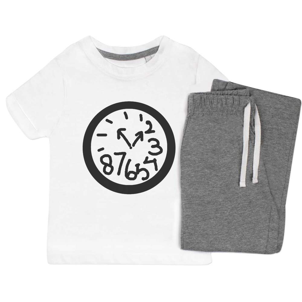'Quirky Clock' Kids Nightwear / Pyjama Set (KP026293)