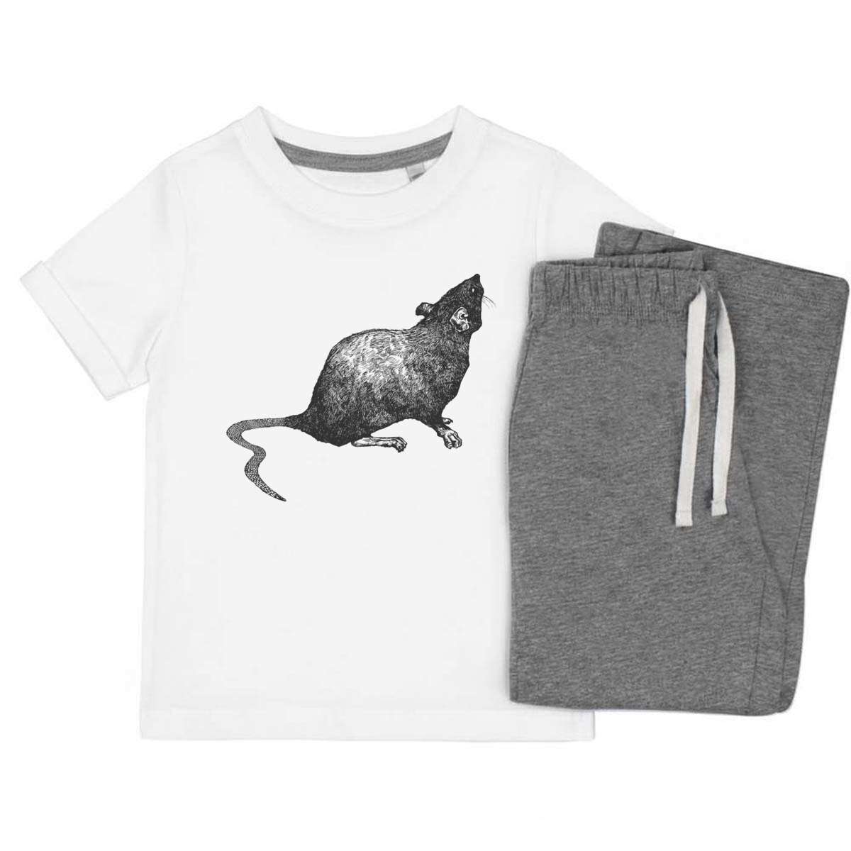 'Curious Rat' Kids Cotton Pyjama Set – Comfortable Children's Nightwear, Sleepwear and Loungewear -  Unisex for Boys and Girls – Grey (KP023612)