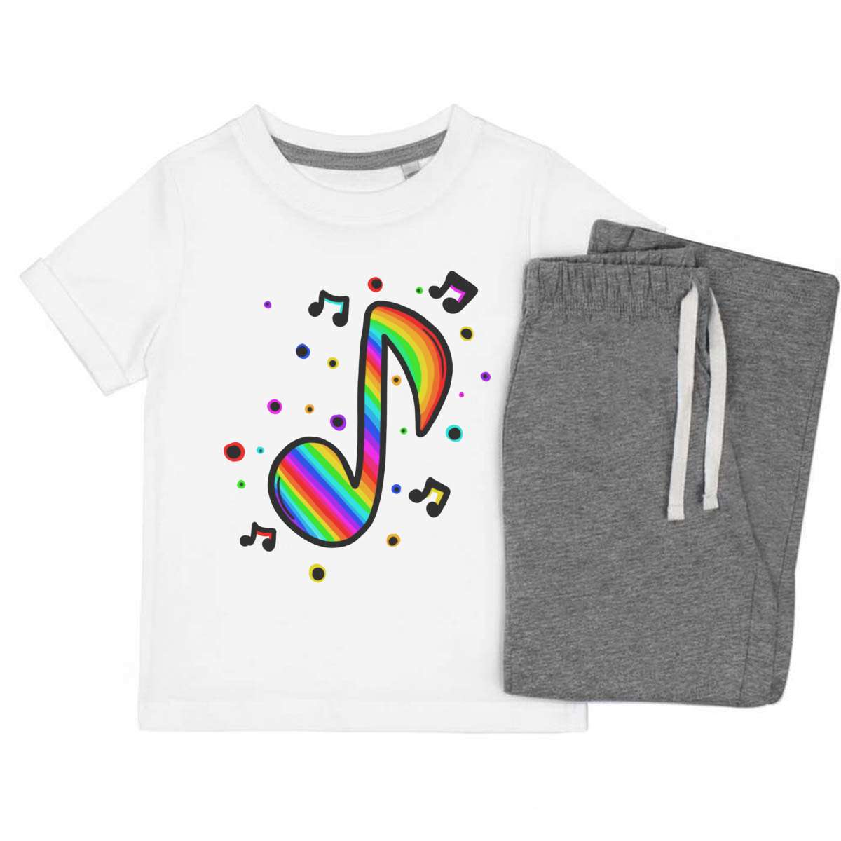 'Rainbow Music Notes' Kids Cotton Pyjama Set - Children's Nightwear / Sleepwear for Boys and Girls (KP031382)