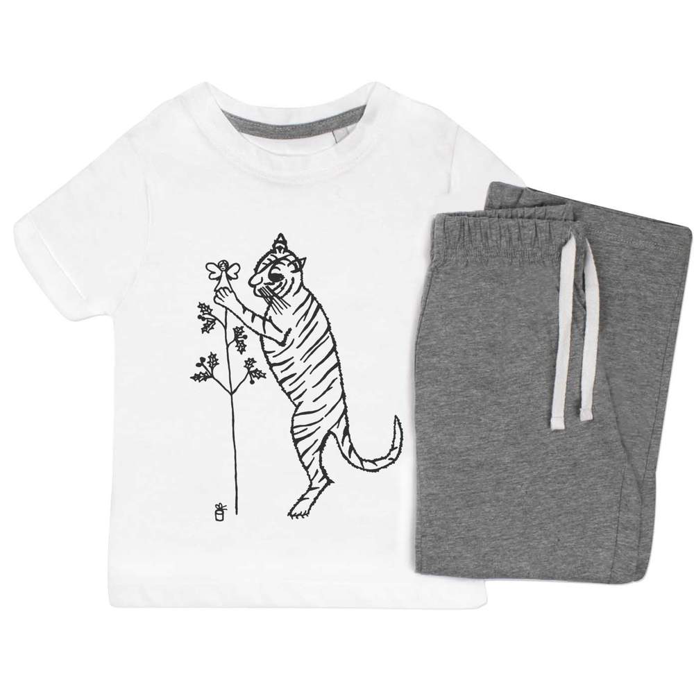 'Tiger With Christmas Angel' Kids Pyjama Set Selling rankings Nightwear Max 48% OFF KP031857