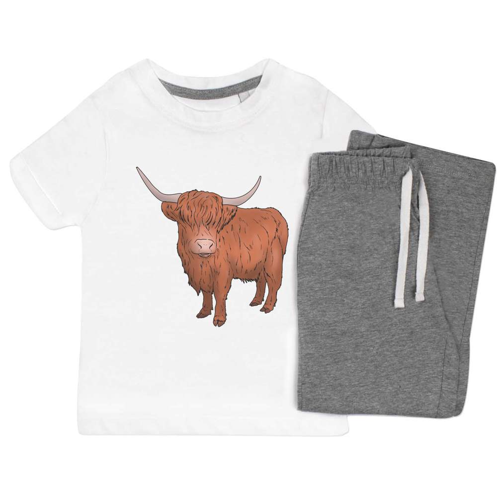 'Highland Cow' Kids Nightwear / Pyjama Set (KP034679) - Picture 3 of 10