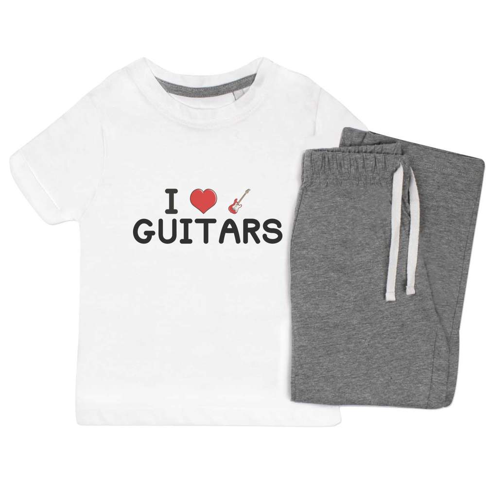 'I Love Guitars' Kids Nightwear / Pyjama Set (KP034296) - Picture 3 of 10