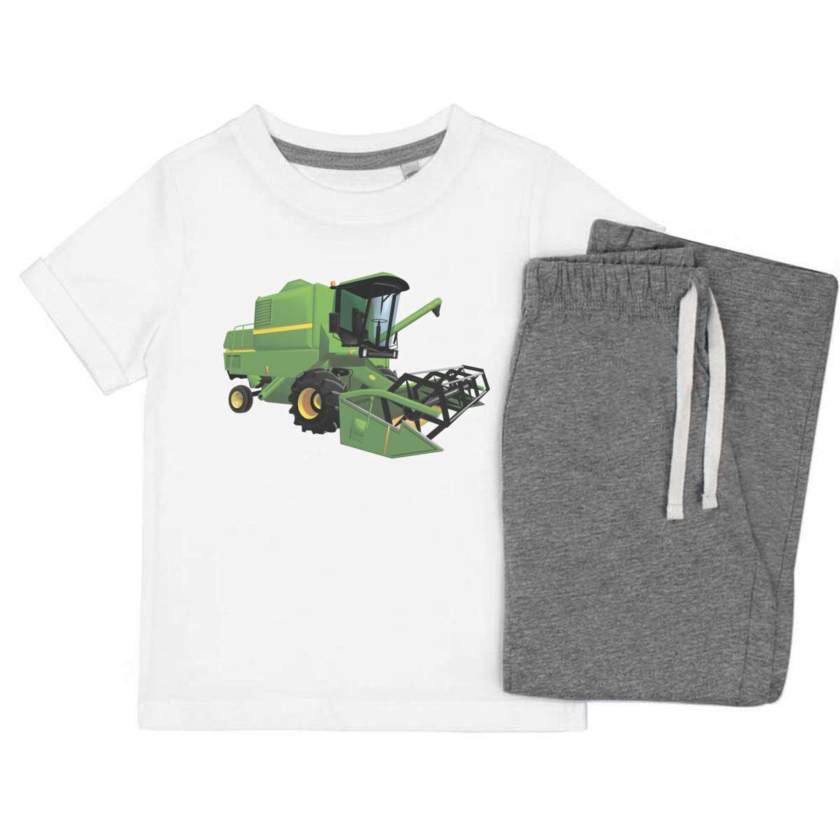 'Combine Harvester' Kids Cotton Pyjama Set – Comfortable Children's Nightwear, Sleepwear and Loungewear -  Unisex for Boys and Girls - Grey, 3-4 Years (KP00126971)