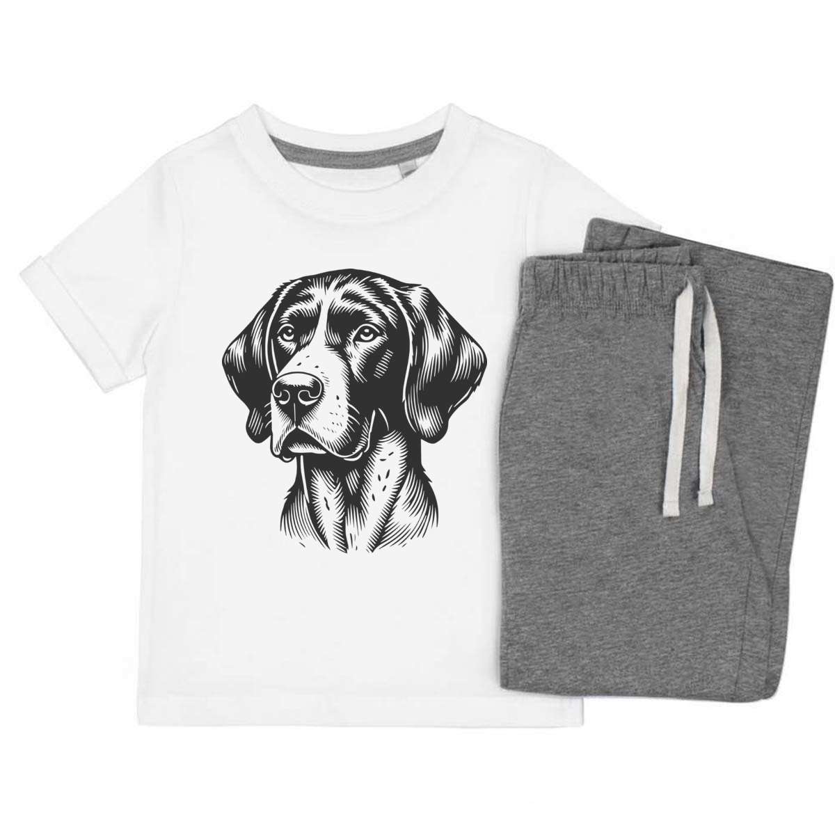 'German Shorthaired Pointer' Kids Cotton Pyjama Set – Comfortable Children's Nightwear, Sleepwear and Loungewear -  Unisex for Boys and Girls - Grey, 3-4 Years (KP00157537)