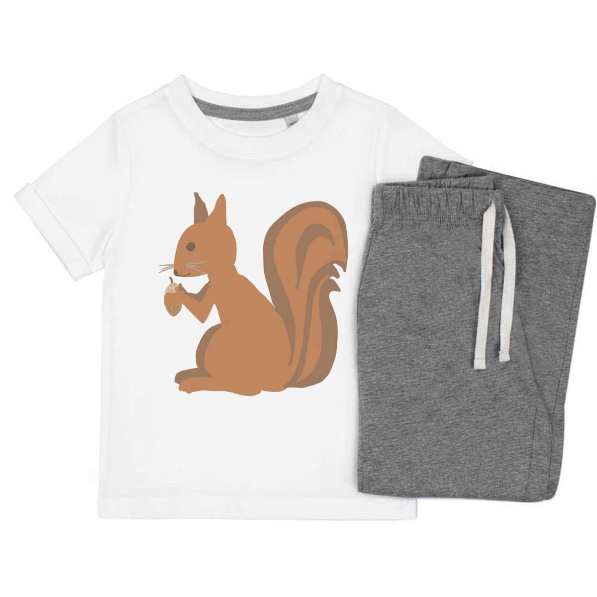 'Squirrel With Acorn' Kids Cotton Pyjama Set - Children's Nightwear / Sleepwear for Boys and Girls (KP050311)