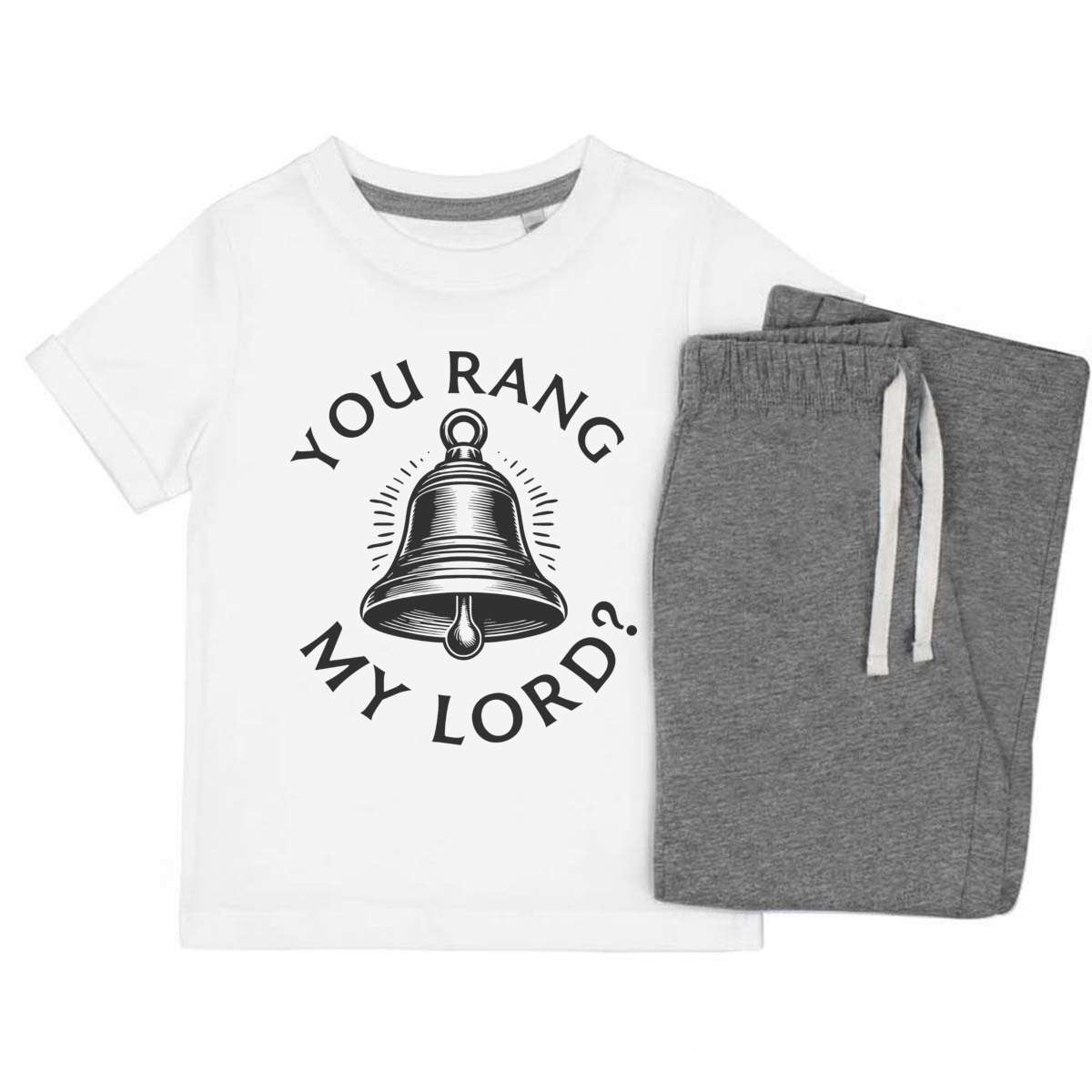 'You Rang My Lord' Kids Cotton Pyjama Set – Comfortable Children's Nightwear, Sleepwear and Loungewear -  Unisex for Boys and Girls – Grey (KP055028)