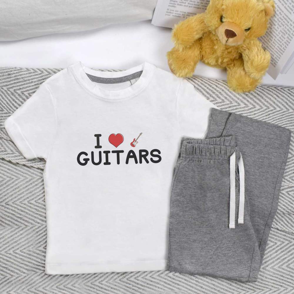'I Love Guitars' Kids Nightwear / Pyjama Set (KP034296) - Picture 4 of 10