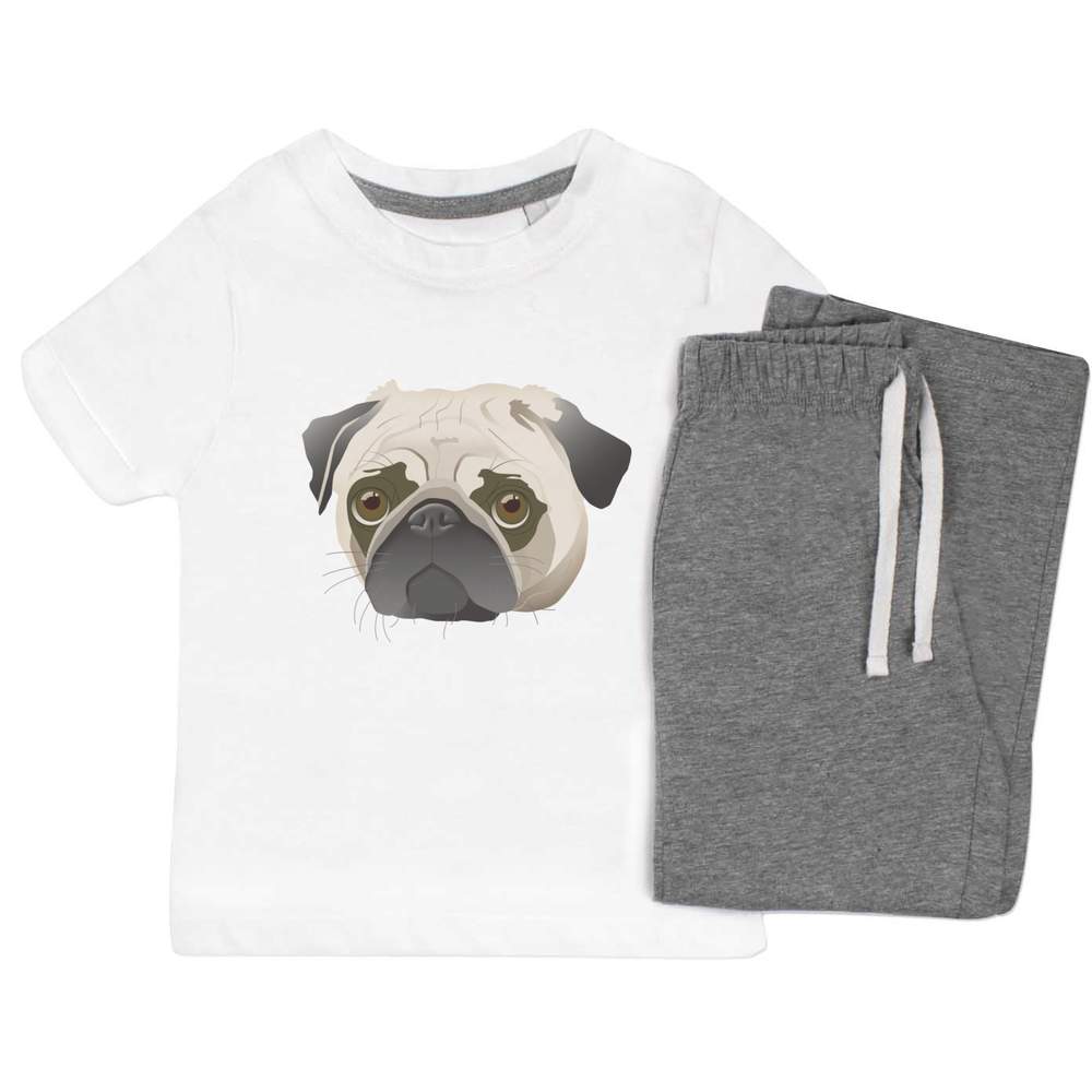 'Pug Face' Kids Nightwear / Pyjama Set (KP022045) - Picture 5 of 10