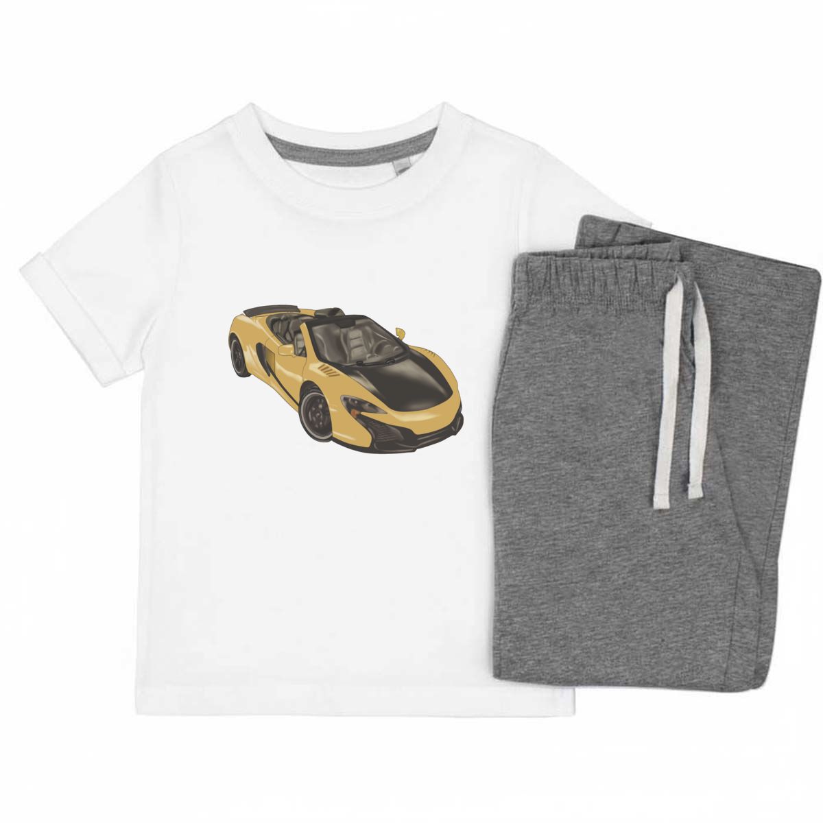 'Sports Car' Kids Cotton Pyjama Set – Comfortable Children's Nightwear, Sleepwear and Loungewear -  Unisex for Boys and Girls - Grey, 5-6 Years (KP00055462)