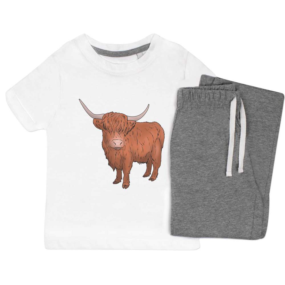 'Highland Cow' Kids Nightwear / Pyjama Set (KP034679) - Picture 5 of 10