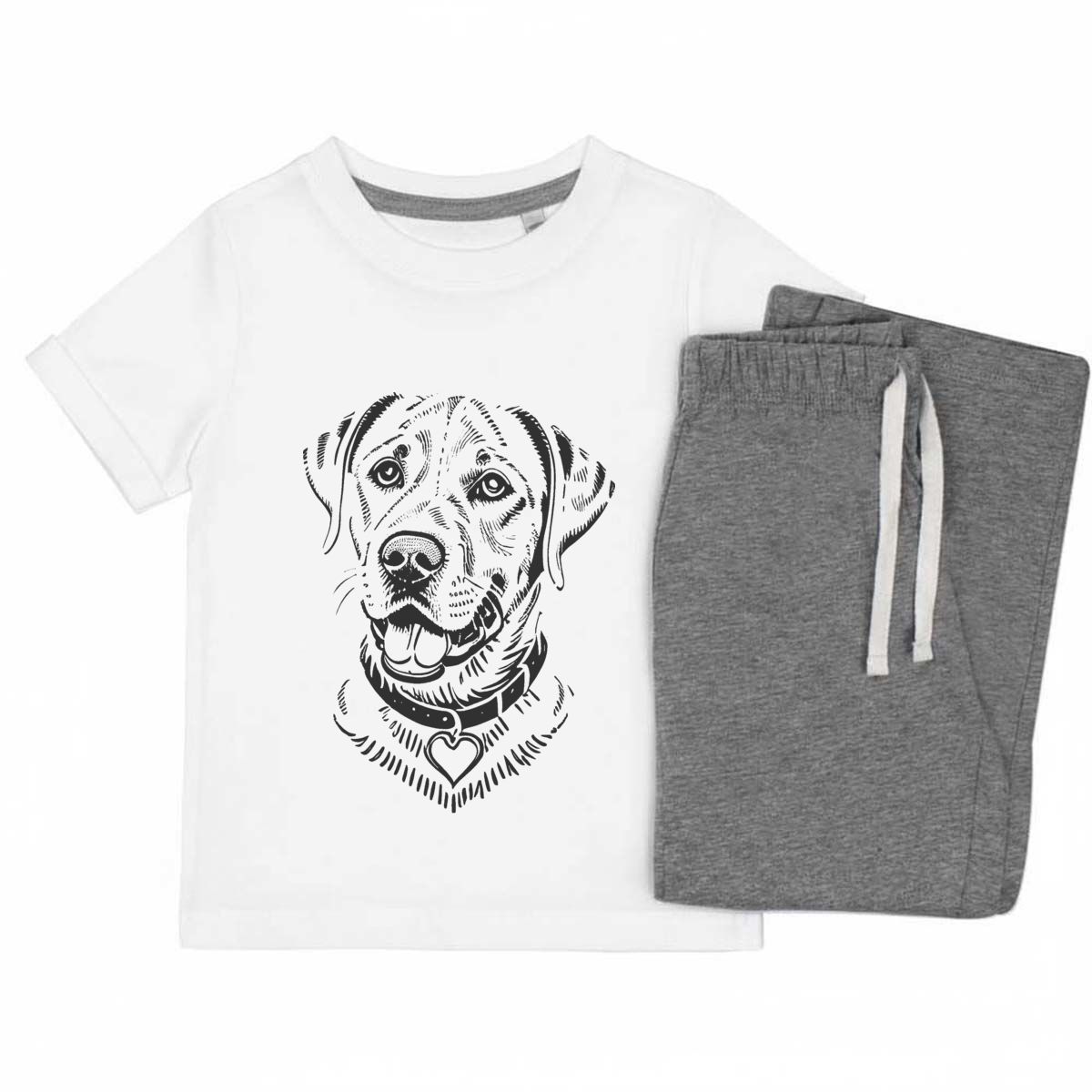 'Labrador Retriever Dog' Kids Cotton Pyjama Set – Comfortable Children's Nightwear, Sleepwear and Loungewear -  Unisex for Boys and Girls - Grey, 5-6 Years (KP00141862)