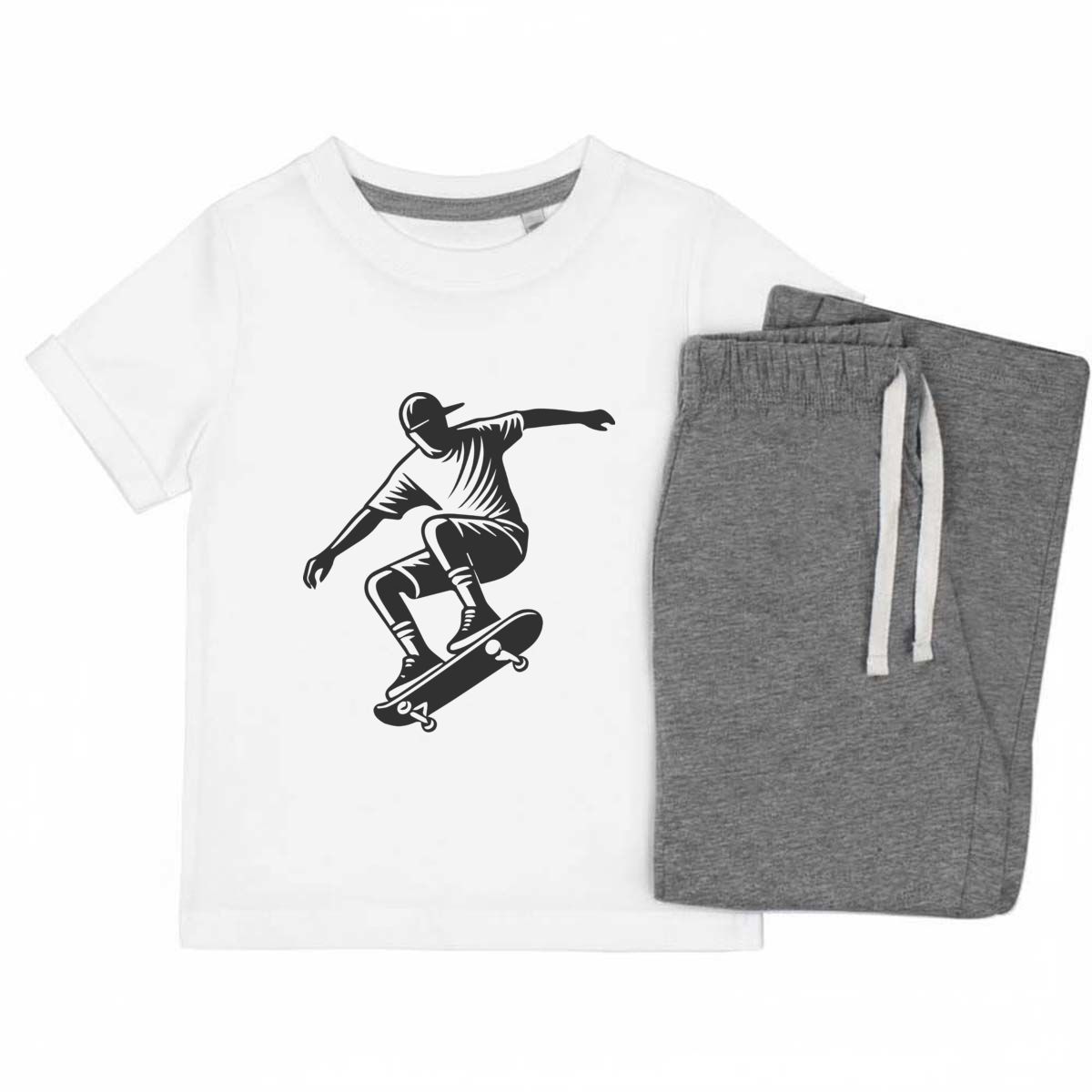 'Skateboard Champion' Kids Cotton Pyjama Set – Comfortable Children's Nightwear, Sleepwear and Loungewear -  Unisex for Boys and Girls - Grey, 5-6 Years (KP00154042)