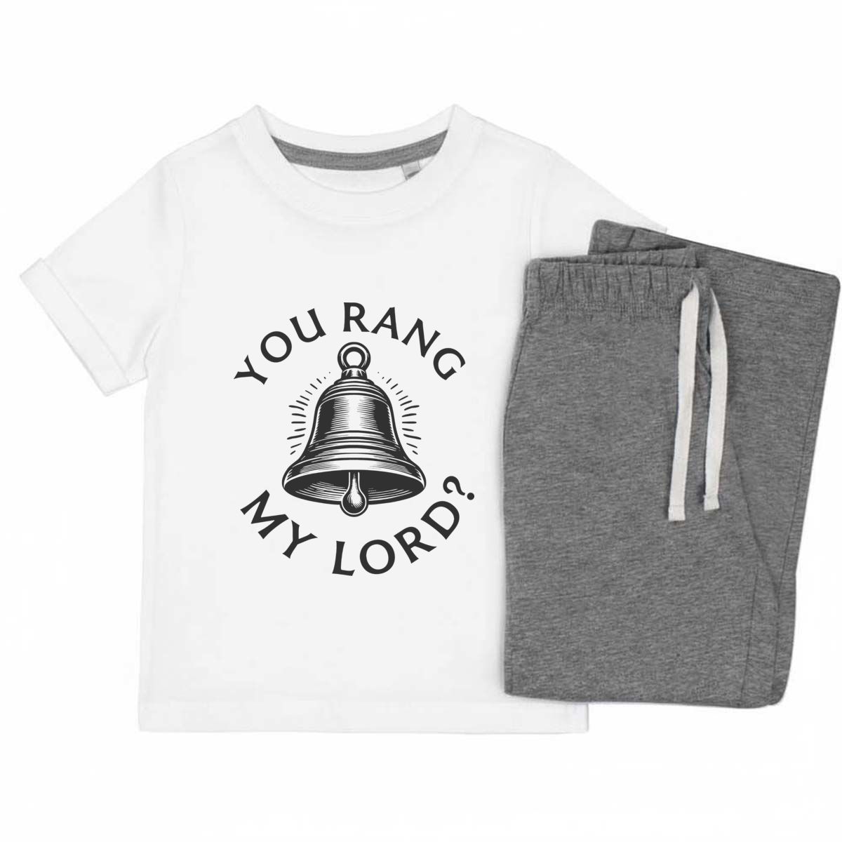 'You Rang My Lord' Kids Cotton Pyjama Set – Comfortable Children's Nightwear, Sleepwear and Loungewear -  Unisex for Boys and Girls - Grey, 5-6 Years (KP00190538)