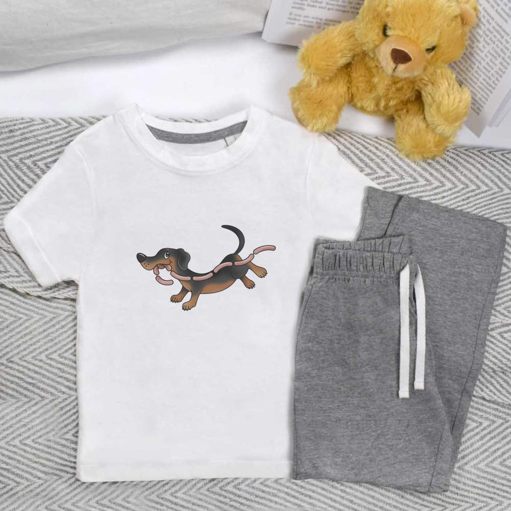 'Sausage Dog' Kids Nightwear / Pyjama Set (KP024416) - Picture 6 of 10