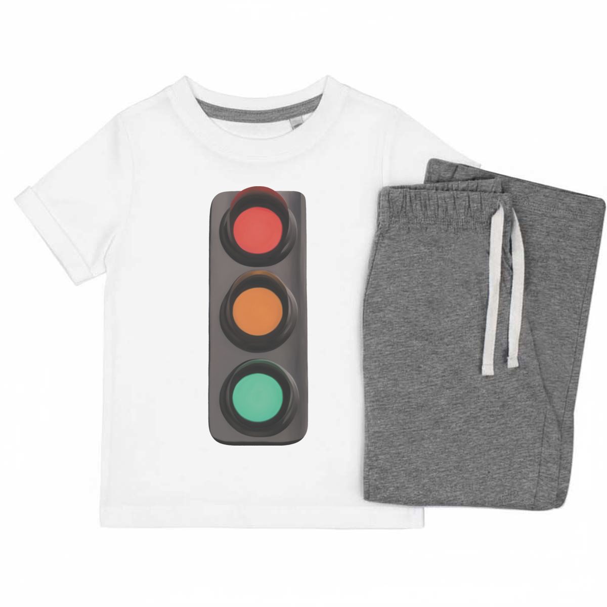 'Traffic Light' Kids Cotton Pyjama Set – Comfortable Children's Nightwear, Sleepwear and Loungewear -  Unisex for Boys and Girls - Grey, 7-8 Years (KP00006963)