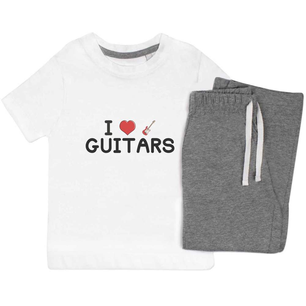'I Love Guitars' Kids Nightwear / Pyjama Set (KP034296) - Picture 7 of 10