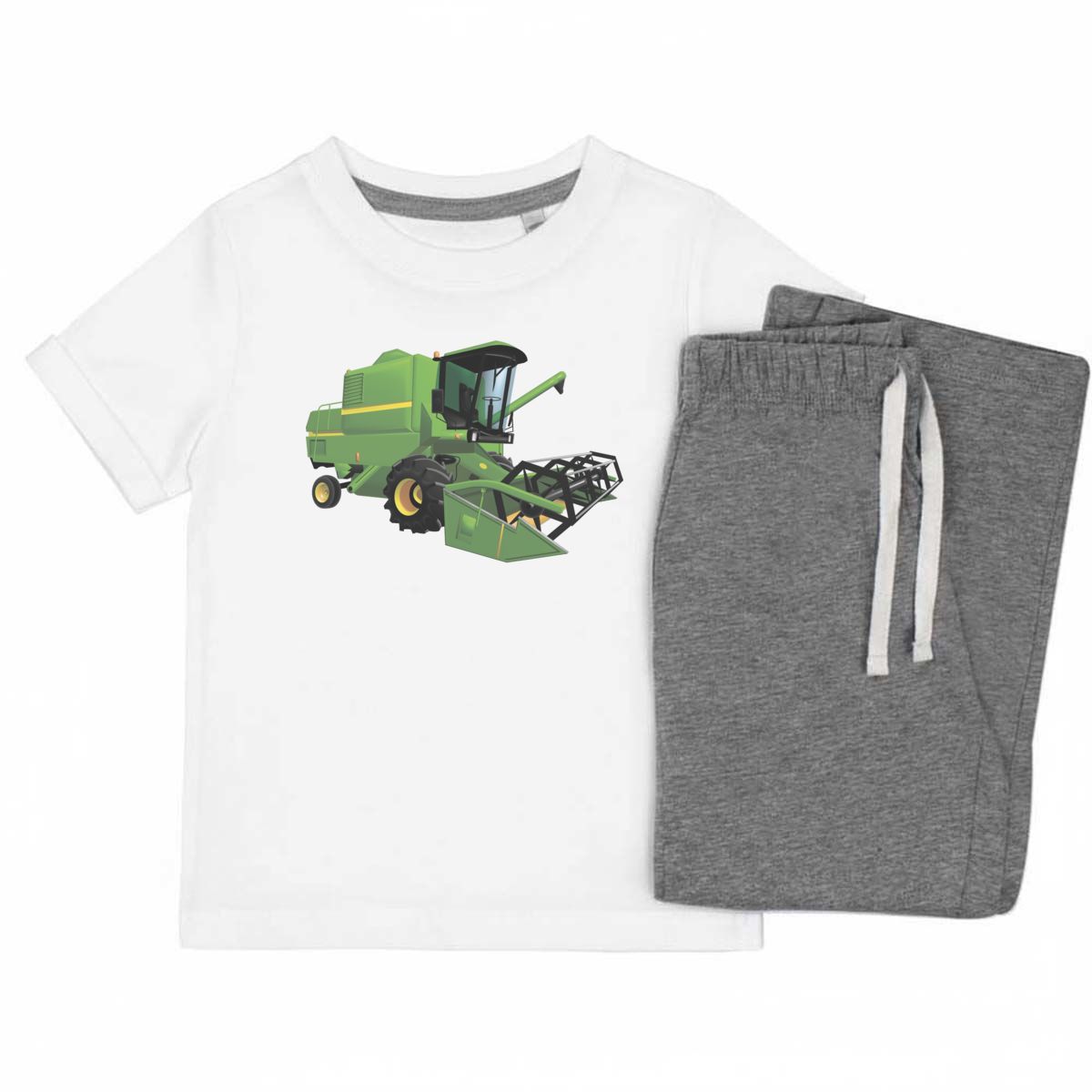 'Combine Harvester' Kids Cotton Pyjama Set – Comfortable Children's Nightwear, Sleepwear and Loungewear -  Unisex for Boys and Girls - Grey, 7-8 Years (KP00126973)