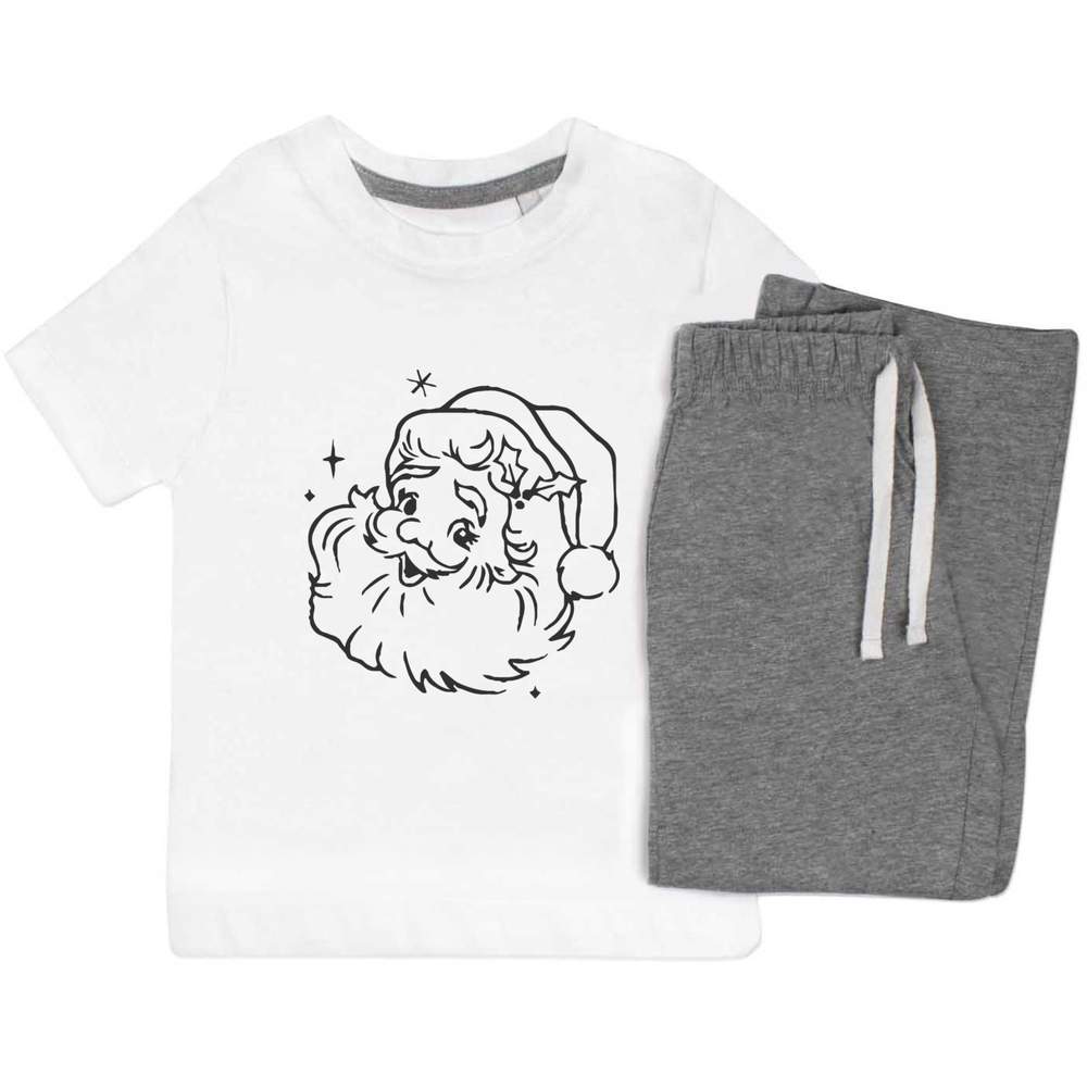 'Retro Illustration of Santa ' Kids Nightwear / Pyjama Set (KP051223) - Picture 7 of 10