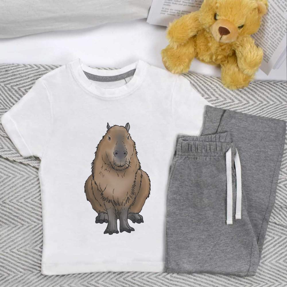 'Sitting Capybara' Kids Nightwear / Pyjama Set (KP029193) - Picture 8 of 10