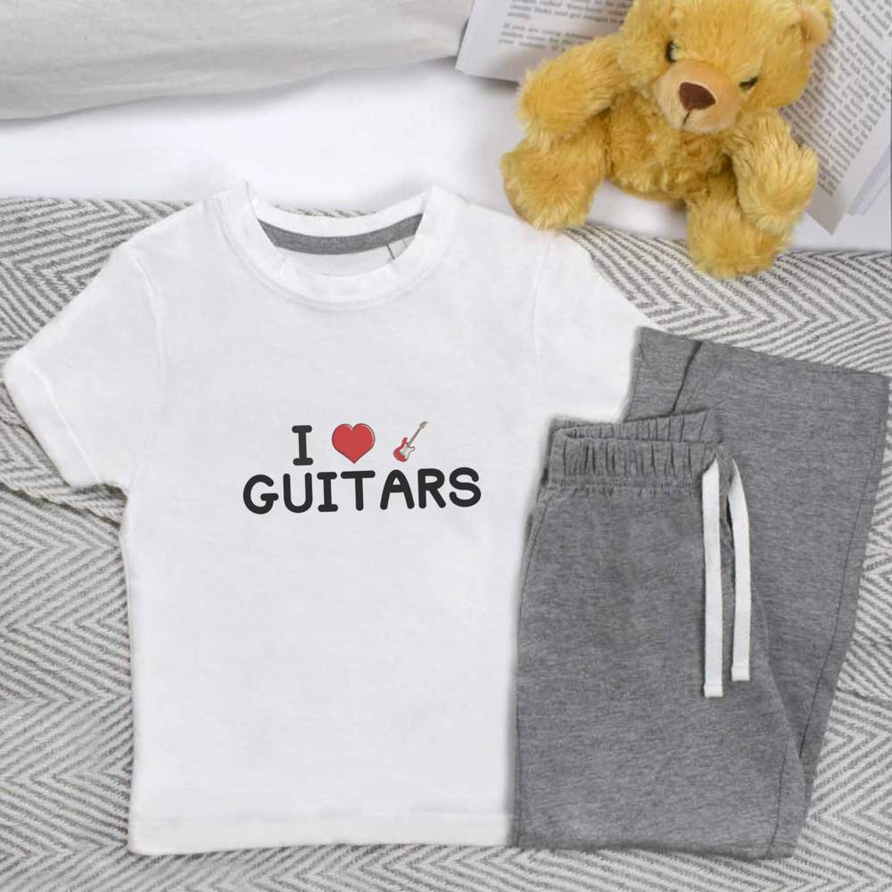 'I Love Guitars' Kids Nightwear / Pyjama Set (KP034296) - Picture 8 of 10