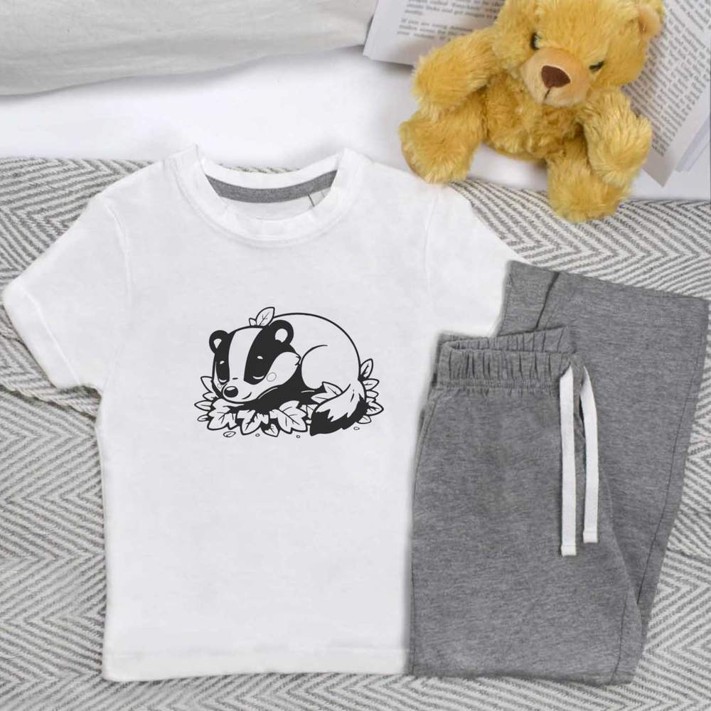 Kinder Nachtwäsche-/Pyjama-Set "Sleepy Badger" (KP056699) - Bild 8 von 10